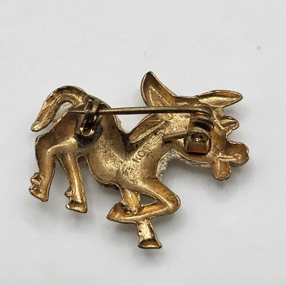 Brooch Little Donkey Pin Vintage Made in Korea Textured Granny Core 1in